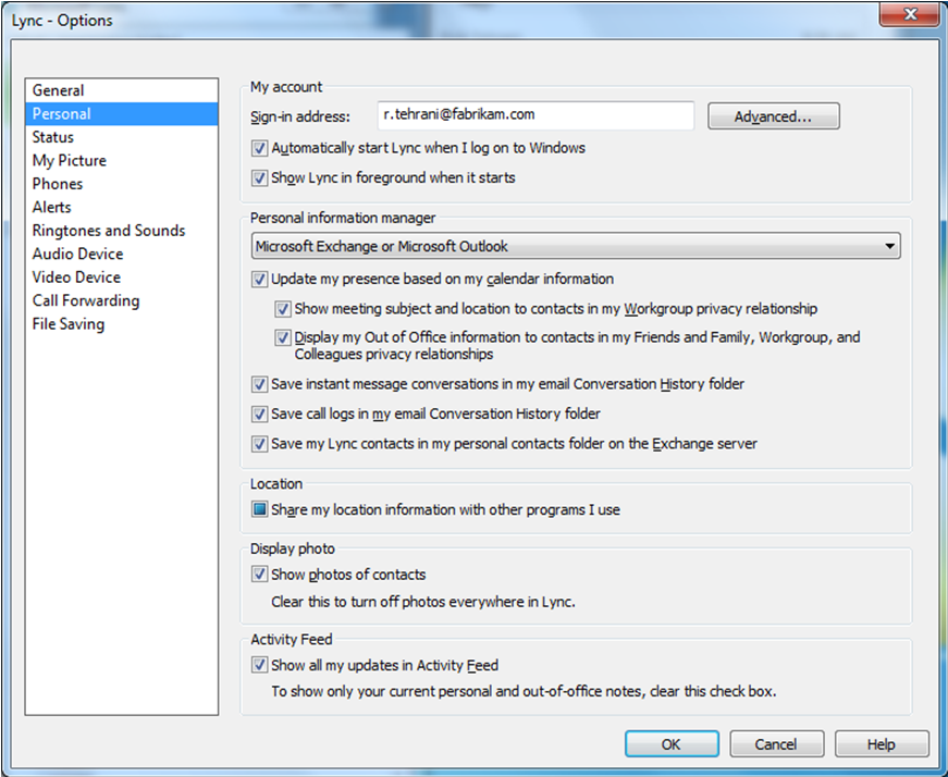 how to enable call option in lync 2010