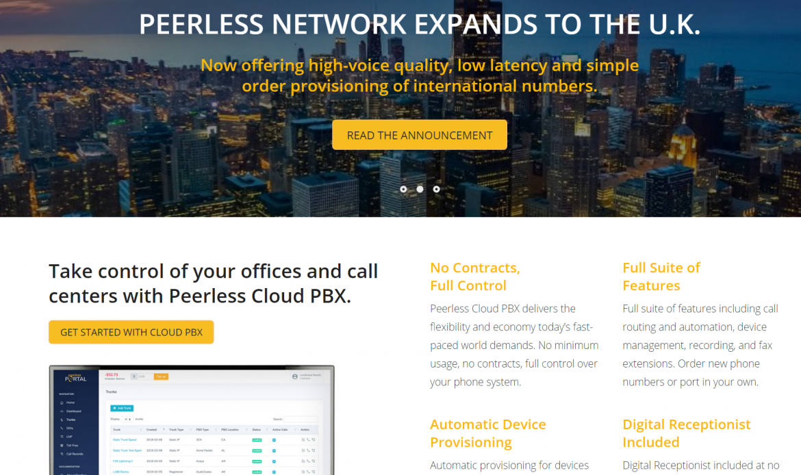 Peerless Network Cloud PBX Includes API, Enhanced Telecom Management