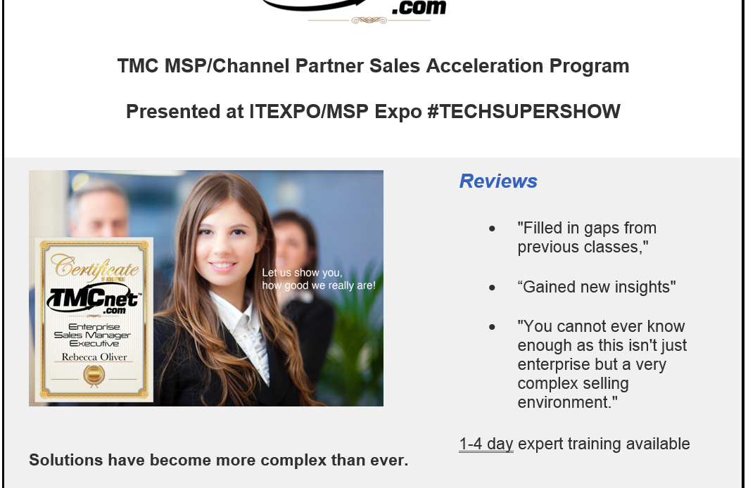 New TMC MSP/Channel Partner Sales Acceleration Program