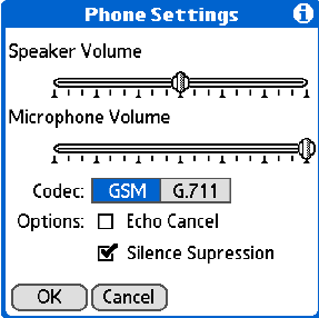 Palm Articulation VoIP app settings