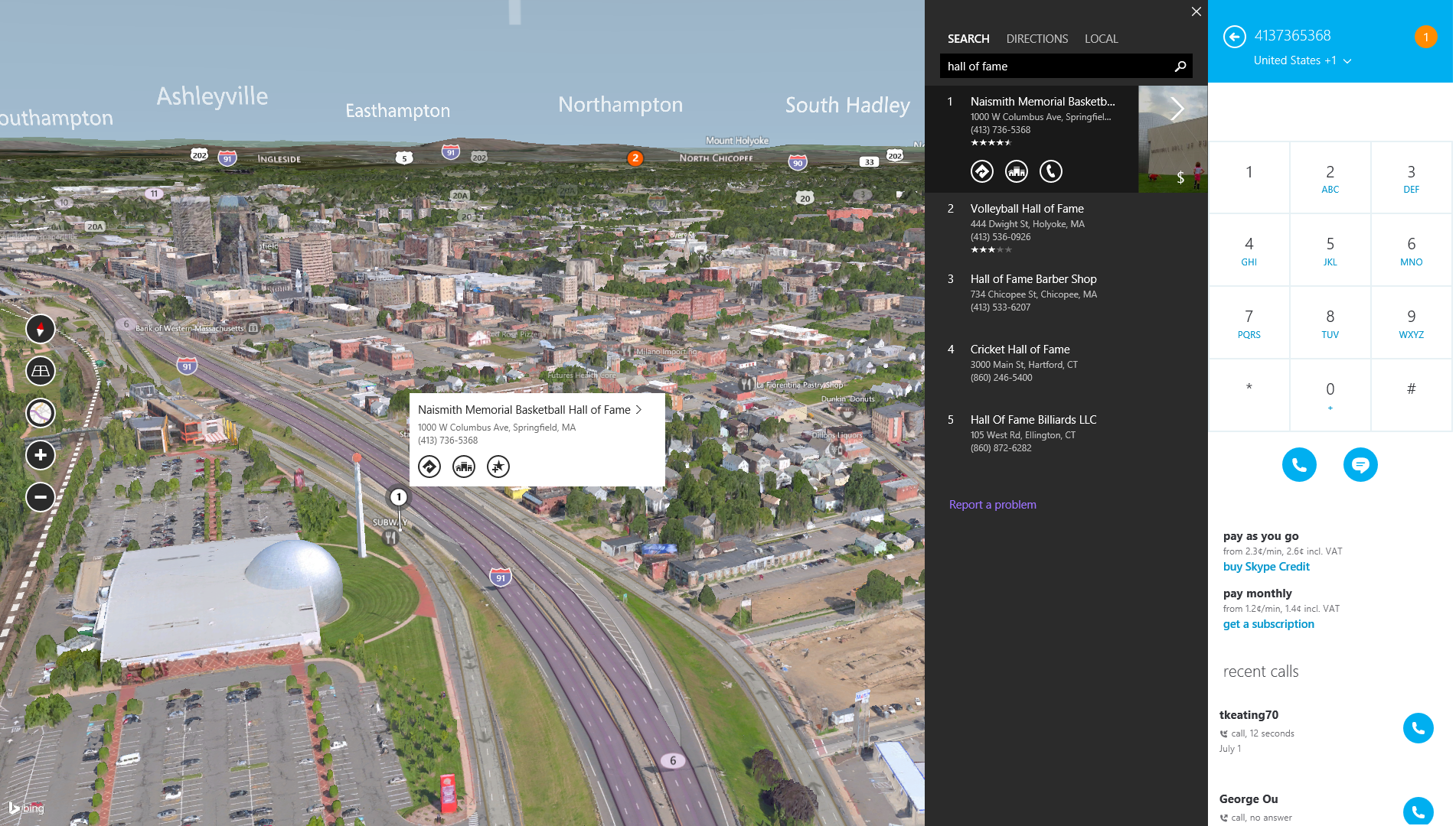 Bing Maps Adds 3D imagery and Skype Integration