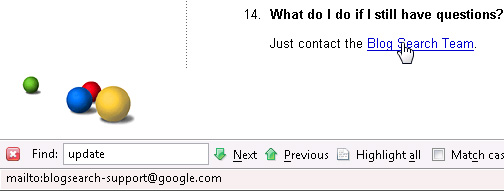 Google Blog Search Contact email address