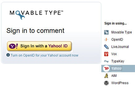movable type sign in screen yahoo open id