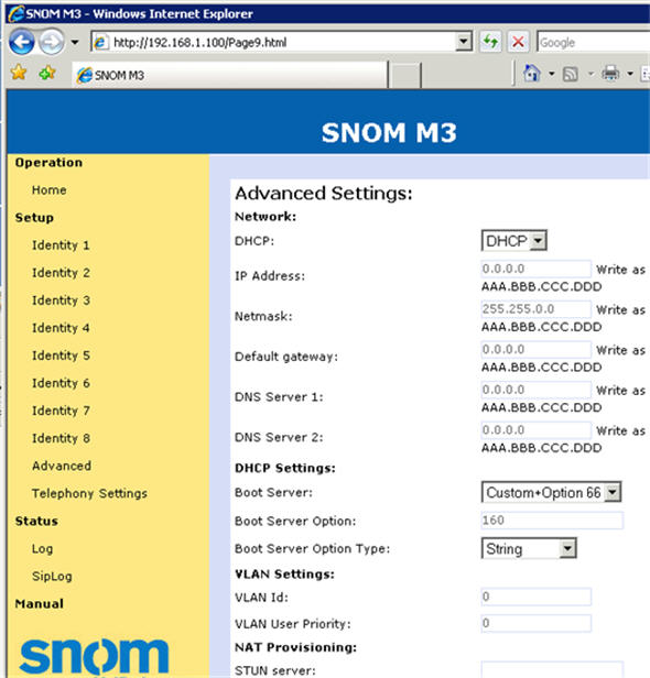 snom m3 advanced settings
