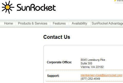 Sunrocket Support number